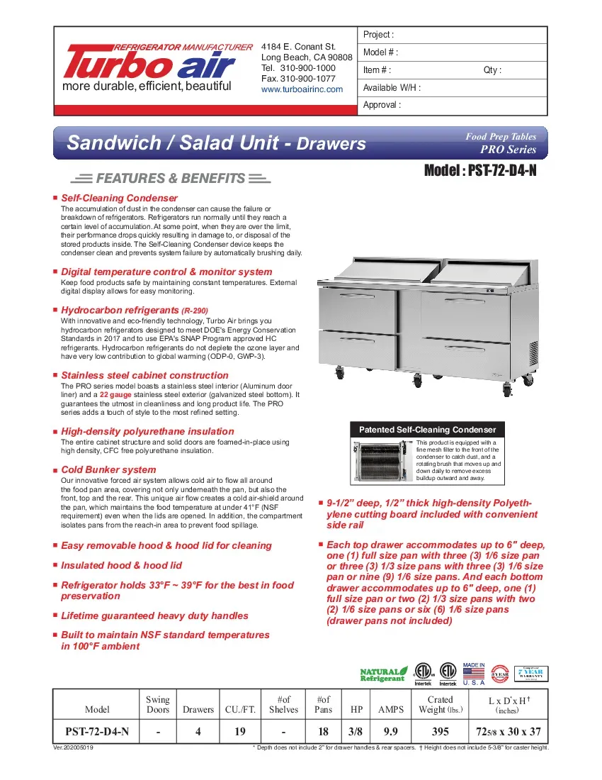 turbo-air-pst-72-d4-n-prep-tables-72-63-w-specsheet-26072682ydtj.pdf