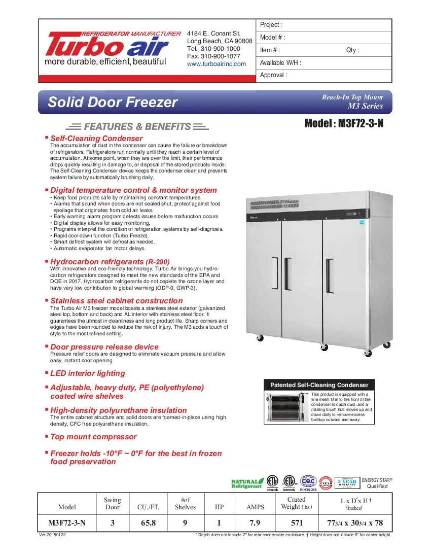 turbo-air-m3f72-3-n-freezer-reach-in-115v-three-section-self-contained-spec-260726edoj03.pdf