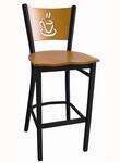 American Tables & Seating , 72-BS-VS, Wood Back With Cup Cutout , Metal Barstool