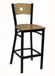 American Tables & Seating , 77A-BS-VS, Wood Back With Circle Cutout, Metal Barstool