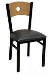 American Tables & Seating , 77A-BVS, Wood Back With Circle Cutout, Metal Chair