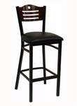 American Tables & Seating , 77B-BS-VS, Wood Back With Stripe Cutout, Metal Barstool