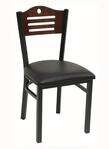 American Tables & Seating , 77B-BVS, Wood Back With Stripe Cutout, Metal Chair