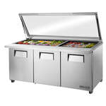 True Manufacturing , TSSU-72-30M-B-ST-FGLID-HC, Refrigerated Counter, Mega Top Sandwich / Salad Unit